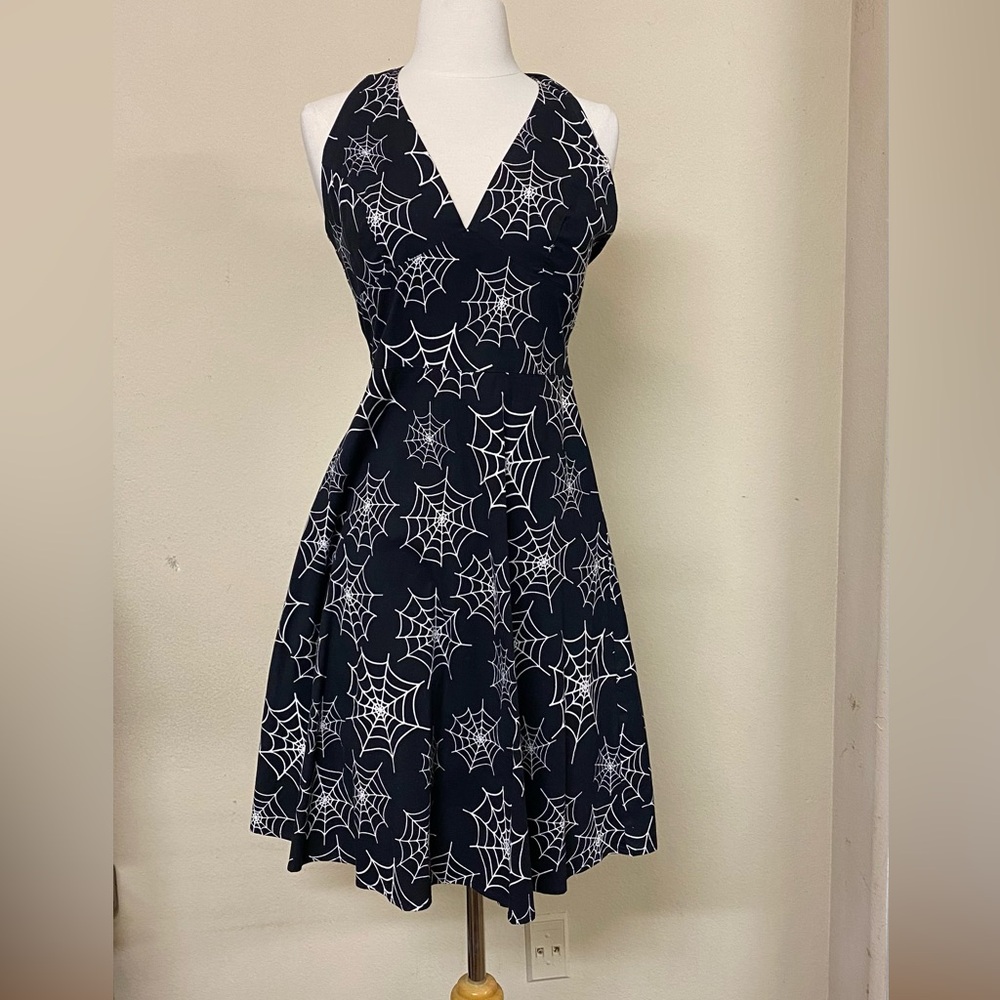 RockSteady Steady Clothing Black and White Spiderweb Web Halloween Spooky Dress